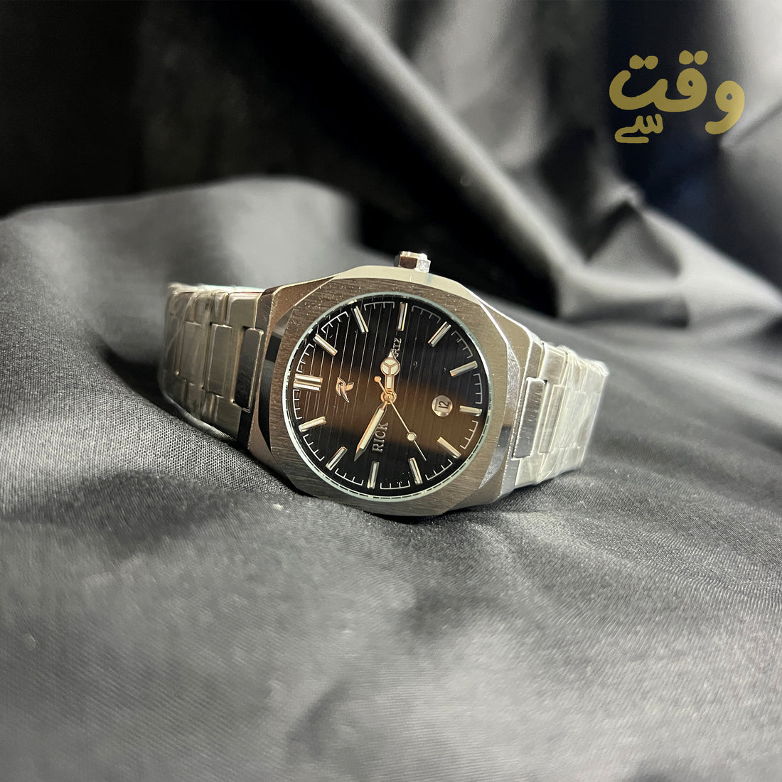 Rick Quartz Watch – Silver & Black Dials | Premium Metal Chain