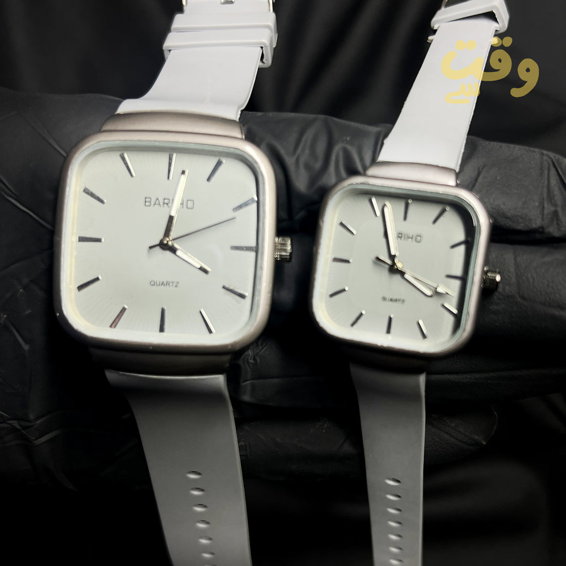Couple Quartz Wrist Watch - Silver Square